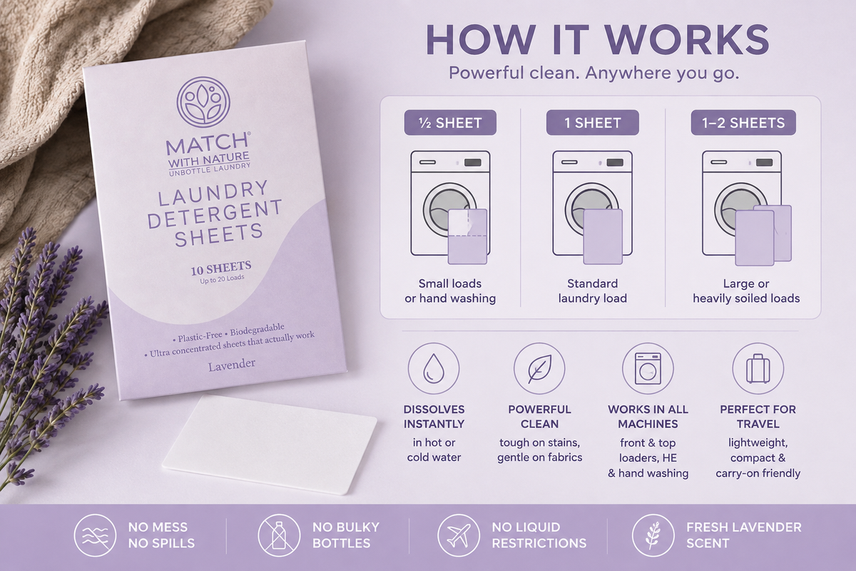 Match with Nature Lavender Travel Laundry Sheets