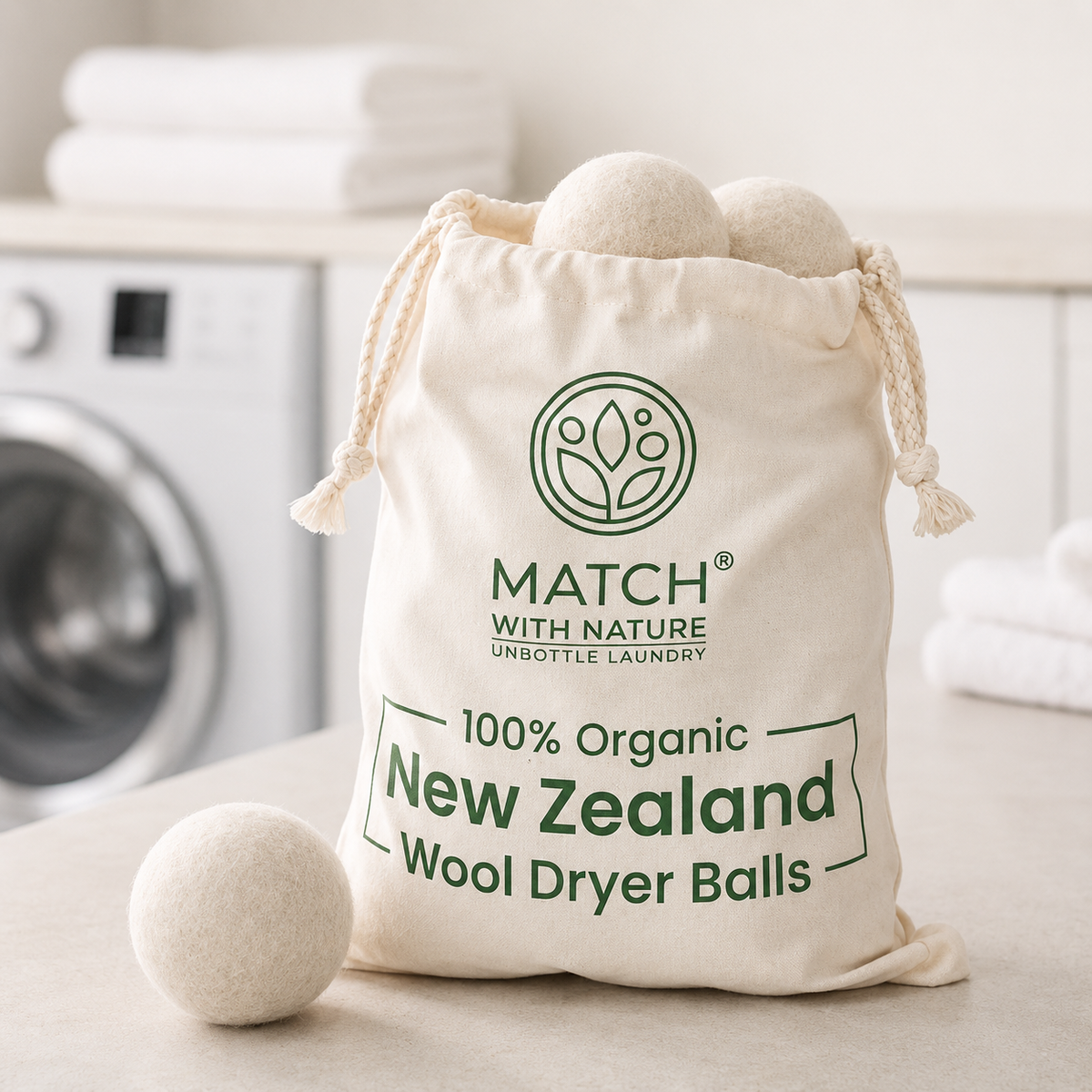100% New Zealand Wool Dryer Balls | Reusable Dryer Ball Set (6 Pack)