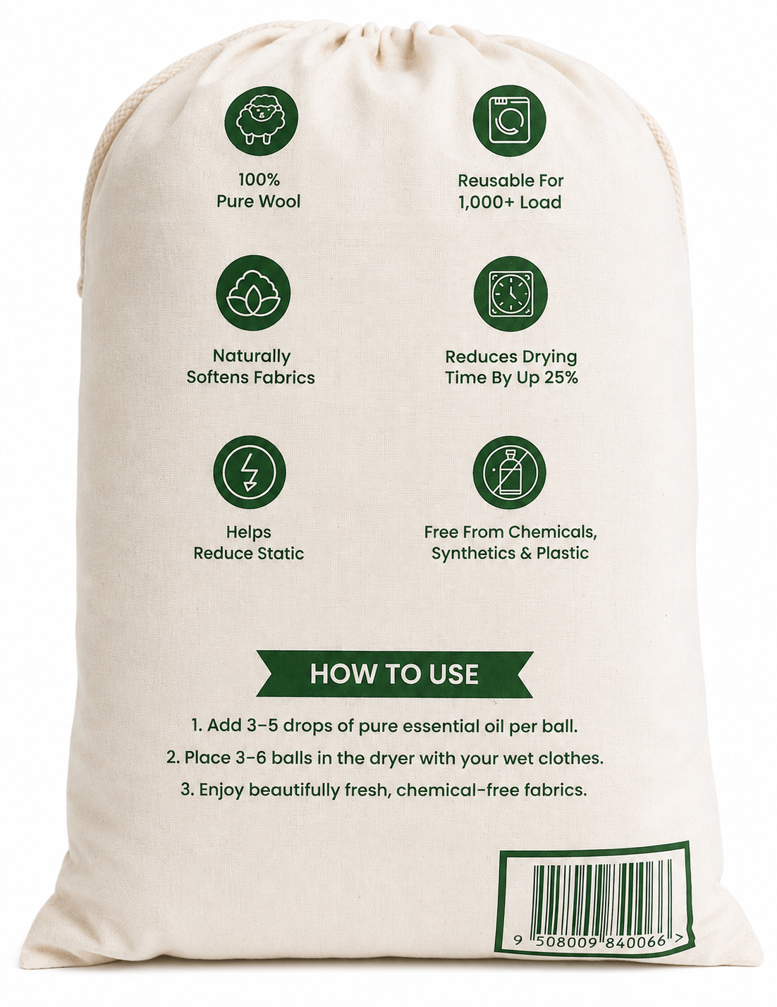 100% New Zealand Wool Dryer Balls | Reusable Dryer Ball Set (6 Pack)