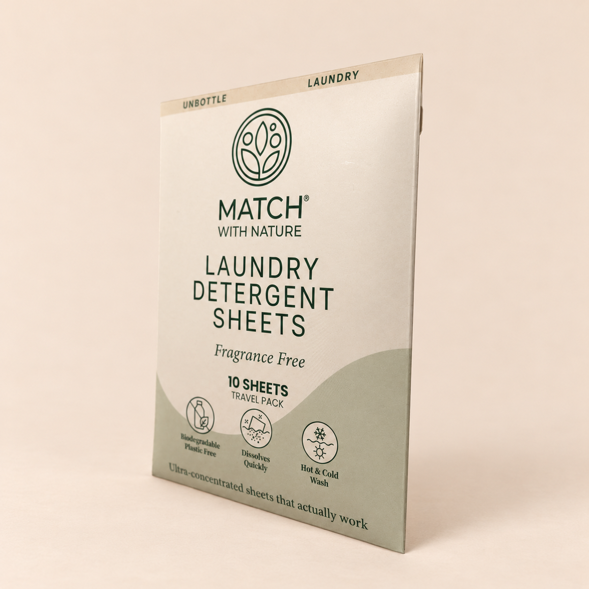 Fragrance Free Travel Pack, a flat cardboard envelope, standing at an angle