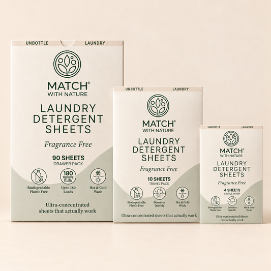 Fragrance Free Starter Bundle: 90-sheet Drawer Pack, 10-sheet Travel Pack and a Single-Wash envelope