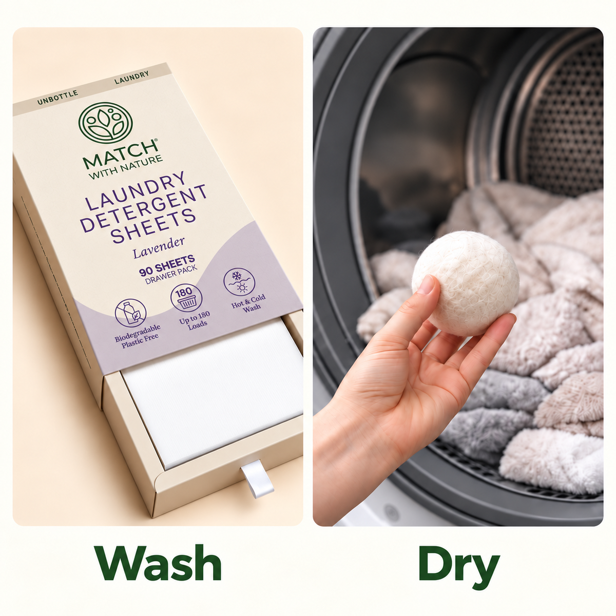 Wash and dry: the Lavender Drawer Pack for the wash and wool dryer balls for the dryer